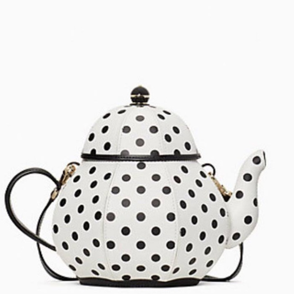 MAKE AN OFFER kate spade alice teapot tea party white crossbody new with tag